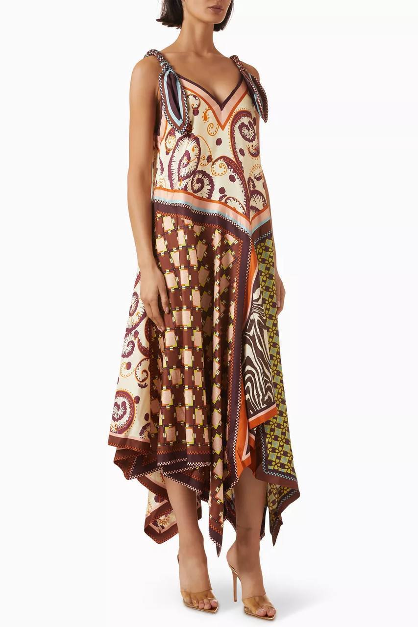 Wilson Asymmetric-Hem Dress in Silk