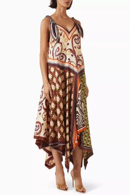 Wilson Asymmetric-Hem Dress in Silk