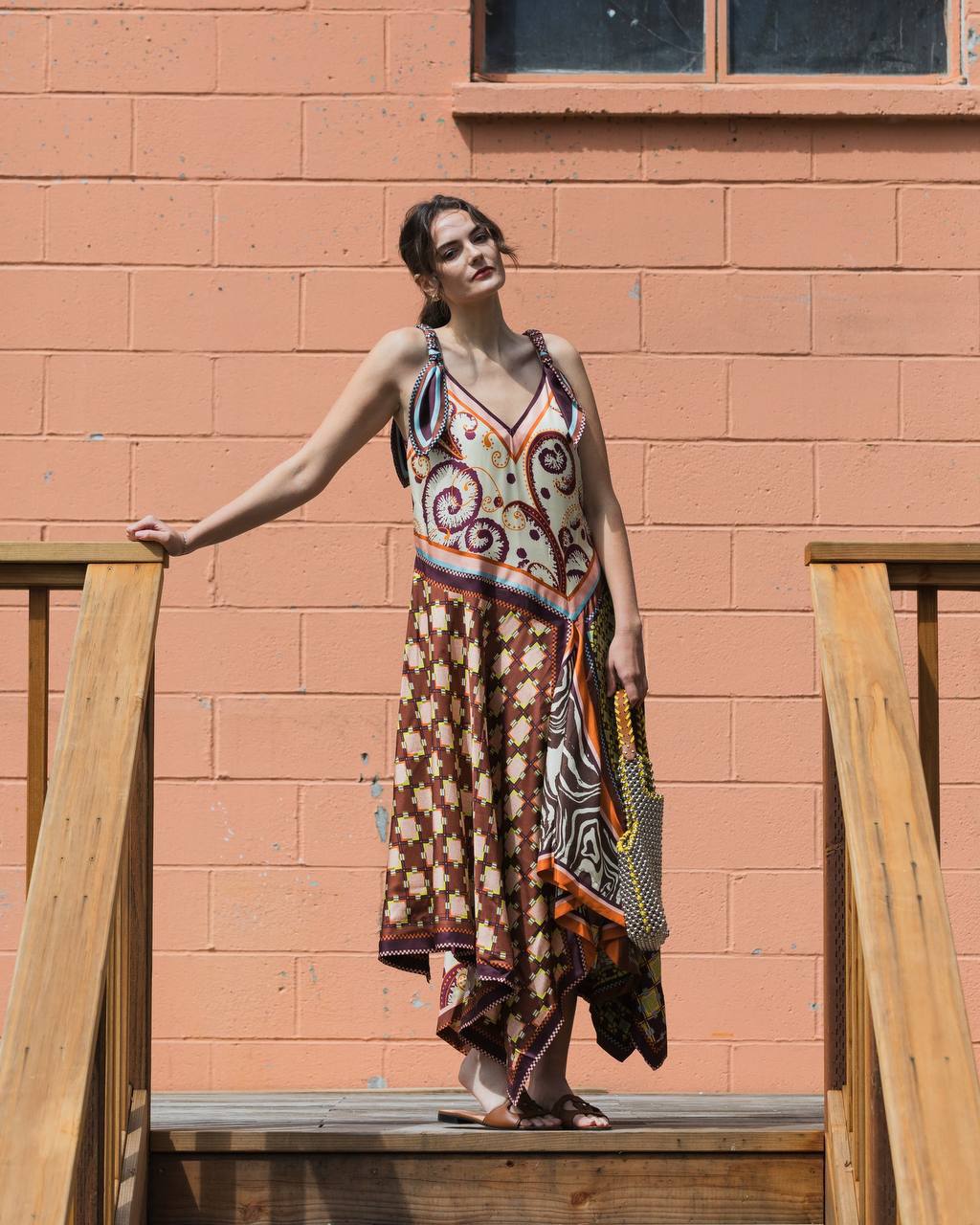 Wilson Asymmetric-Hem Dress in Silk