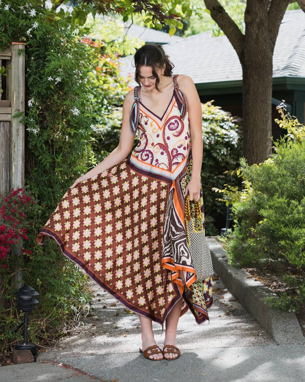 Wilson Asymmetric-Hem Dress in Silk