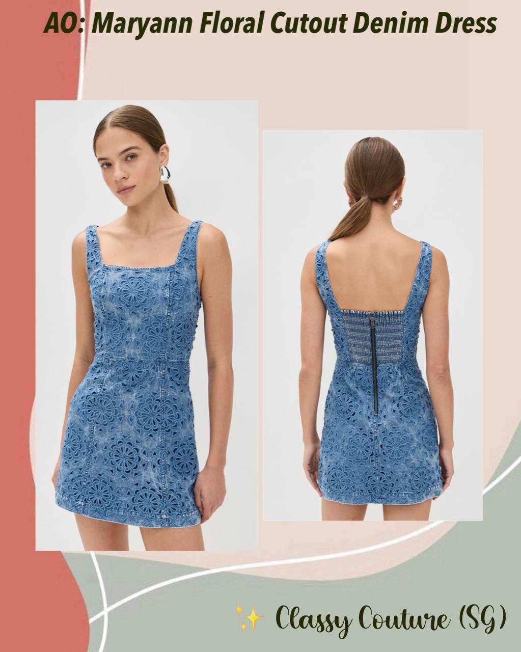 AO Maryann Floral Cutout Denim Mini Dress