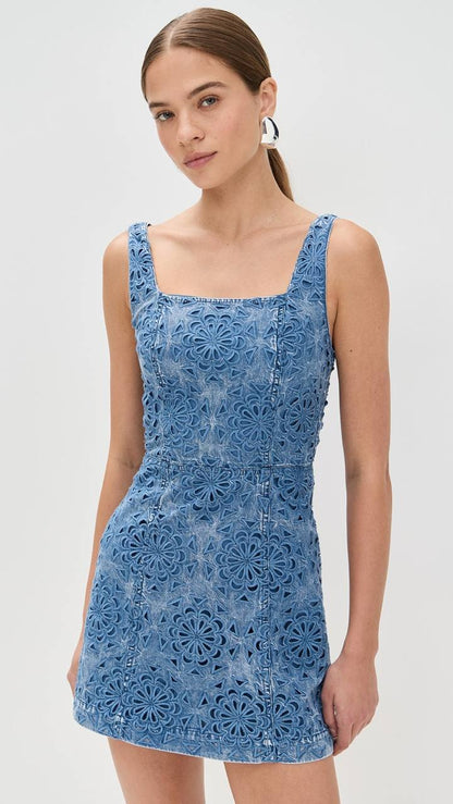 AO Maryann Floral Cutout Denim Mini Dress