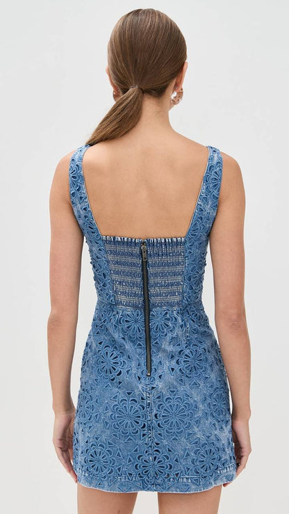 AO Maryann Floral Cutout Denim Mini Dress