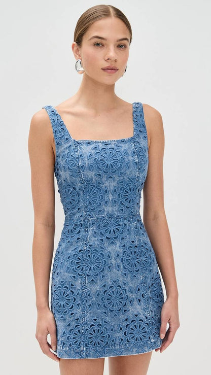 AO Maryann Floral Cutout Denim Mini Dress