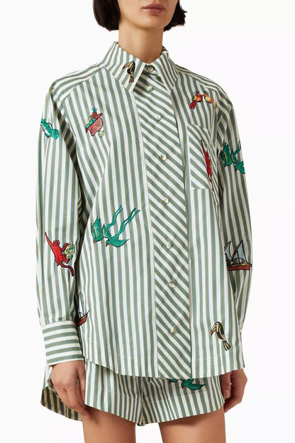 ALM Bisou Embroidered Shirt / Shorts