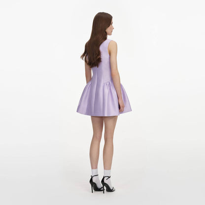 SP Lilac Purple Taffeta Contrast Bow Flared Mini Dress