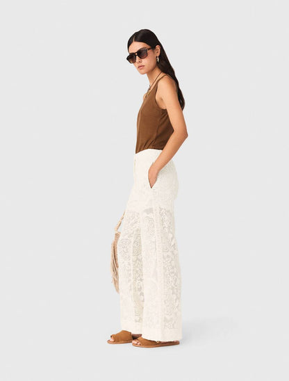 MJ Laros Guipure Lace Sleeveless Jacket Vest Top | Paros Trousers Pant | Cotton Set