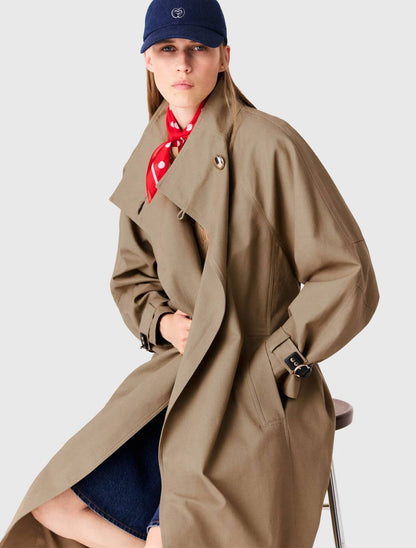 MJ Long Belted Trench-coat With Gold Buttons