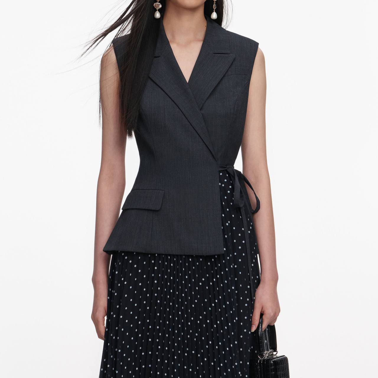 SP Grey Tailored Polka Dot Midi Dress
