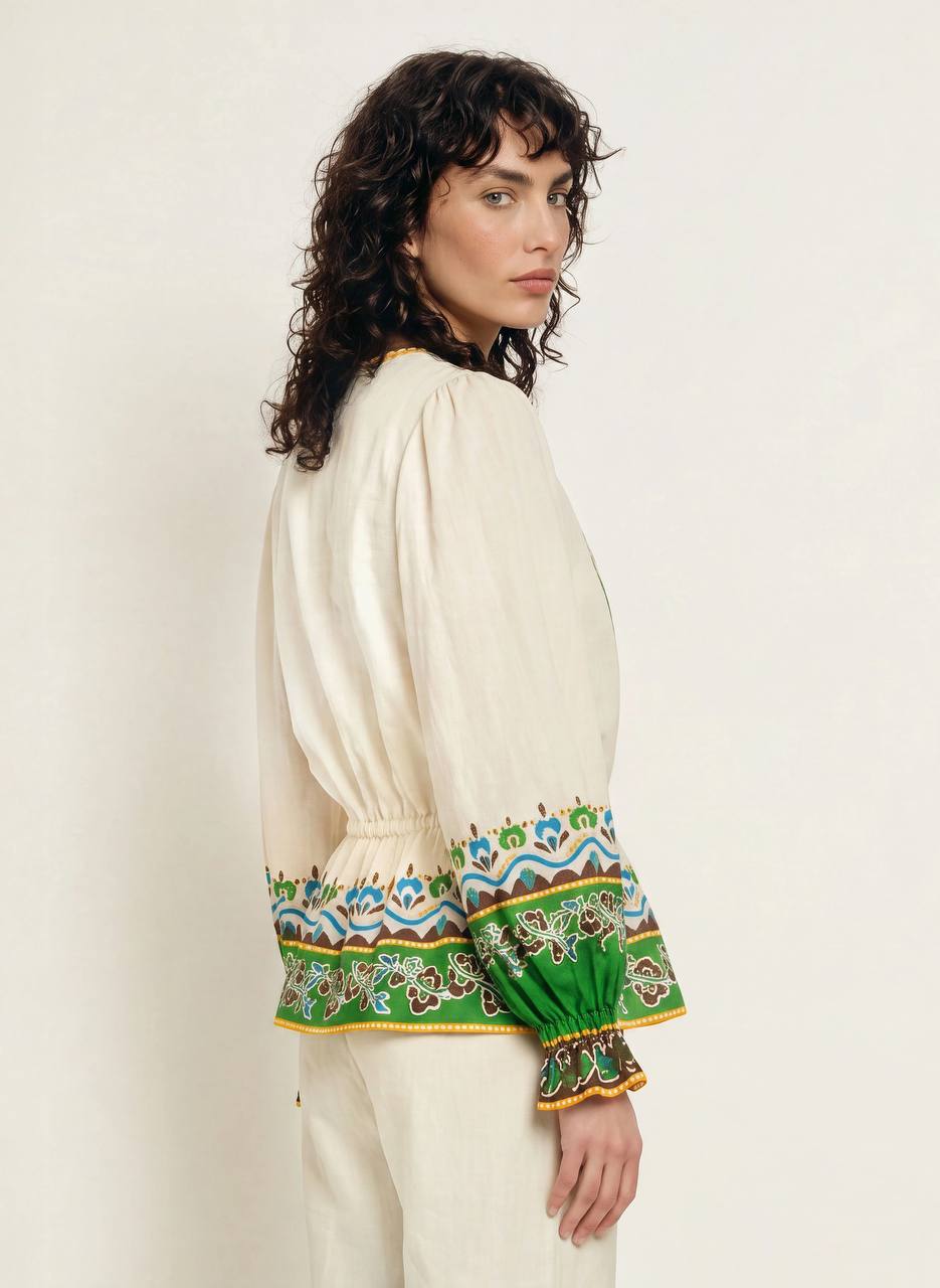 ALM Bridgette Border-print Top | Wide-leg Pants