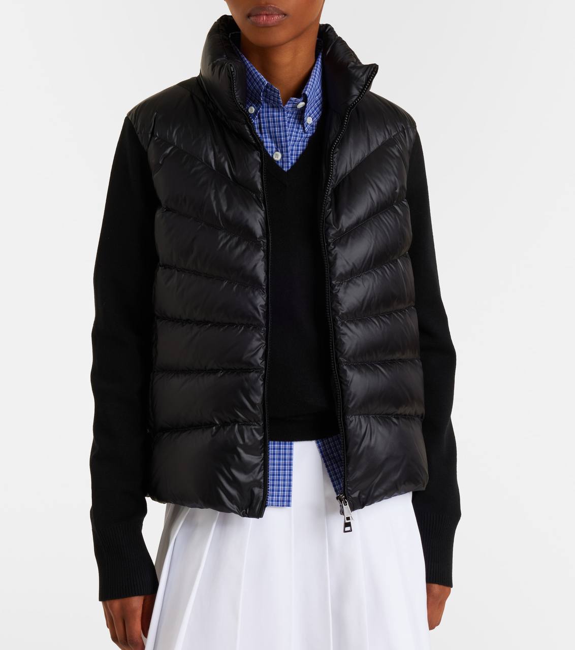 MC Quilted Puffer Jacket with Knit Sleeves
