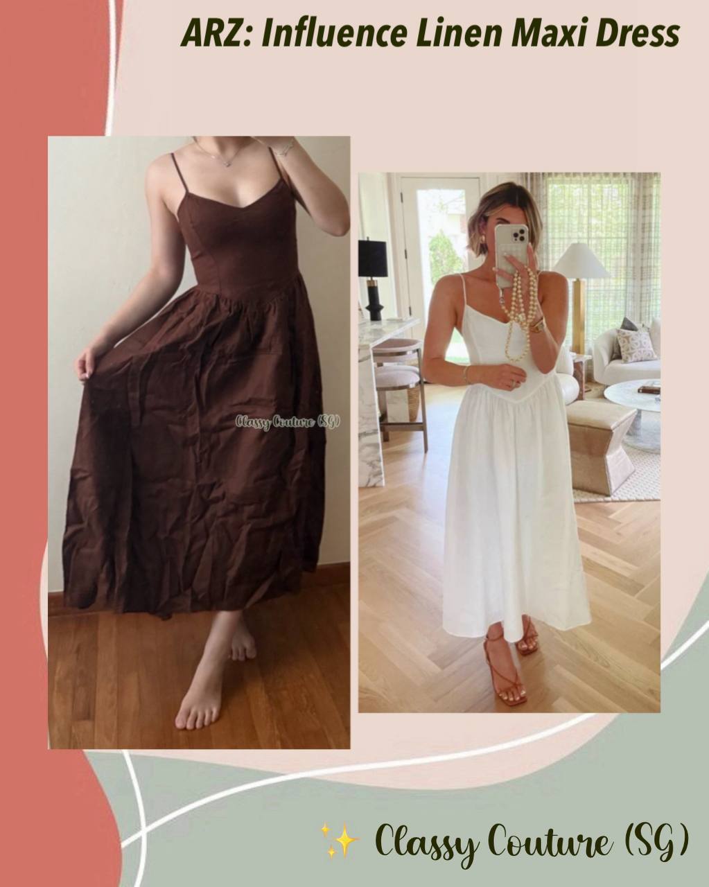 ARZ Influence Linen Midi Dress in White