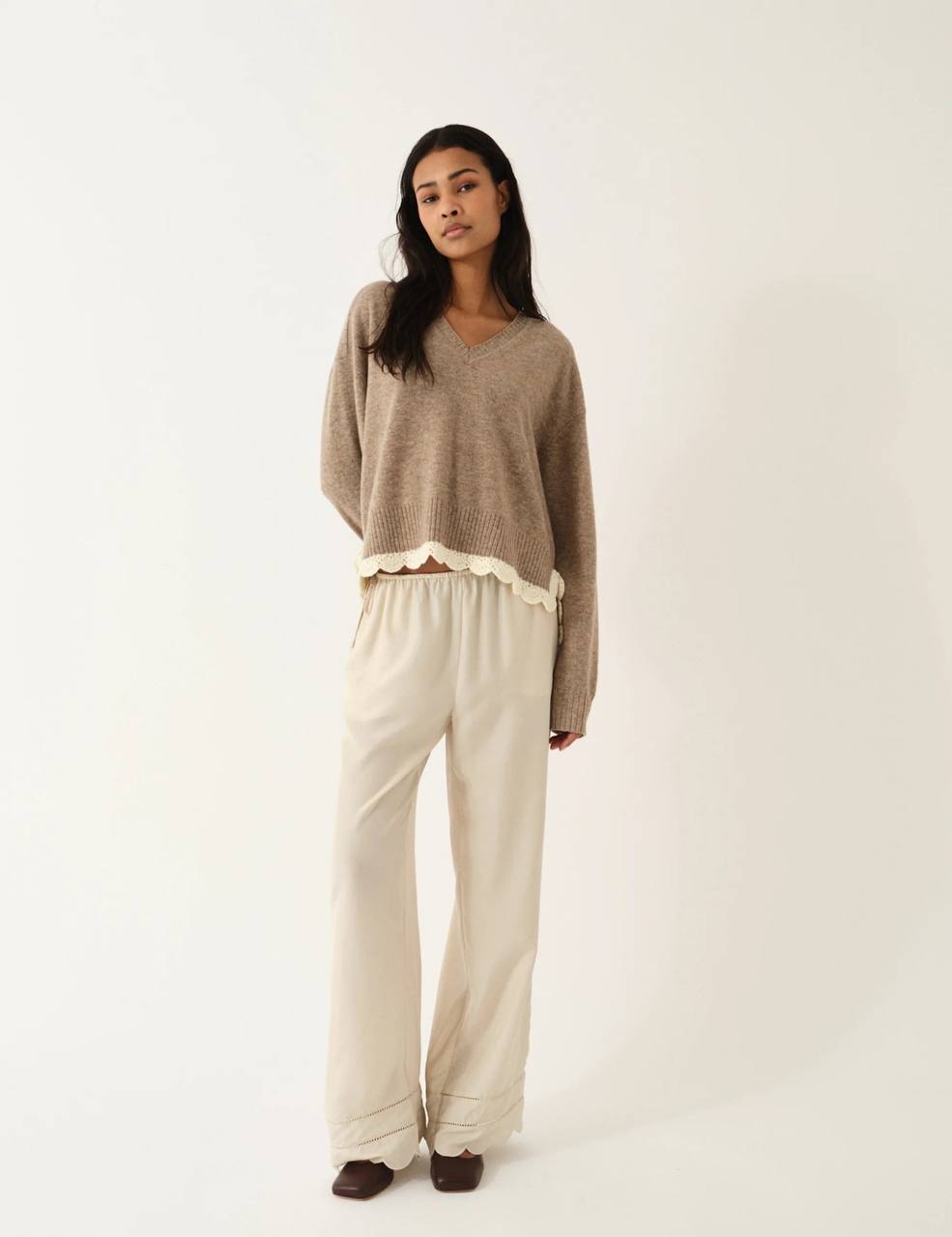 TG Darling Scalloped-Edge Side-Tie Trousers