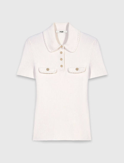 MJ Short Sleeve Polo Knit Shirt with Pockets