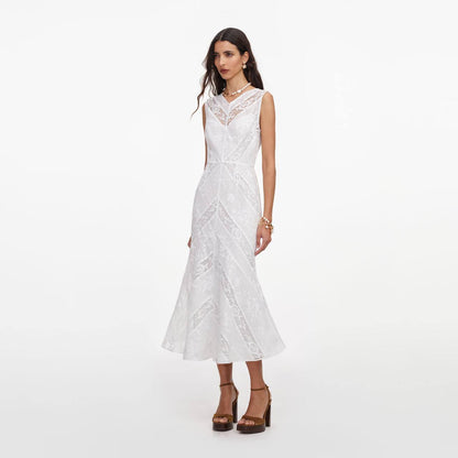 SP White Ramie Sleeveless Midi Dress