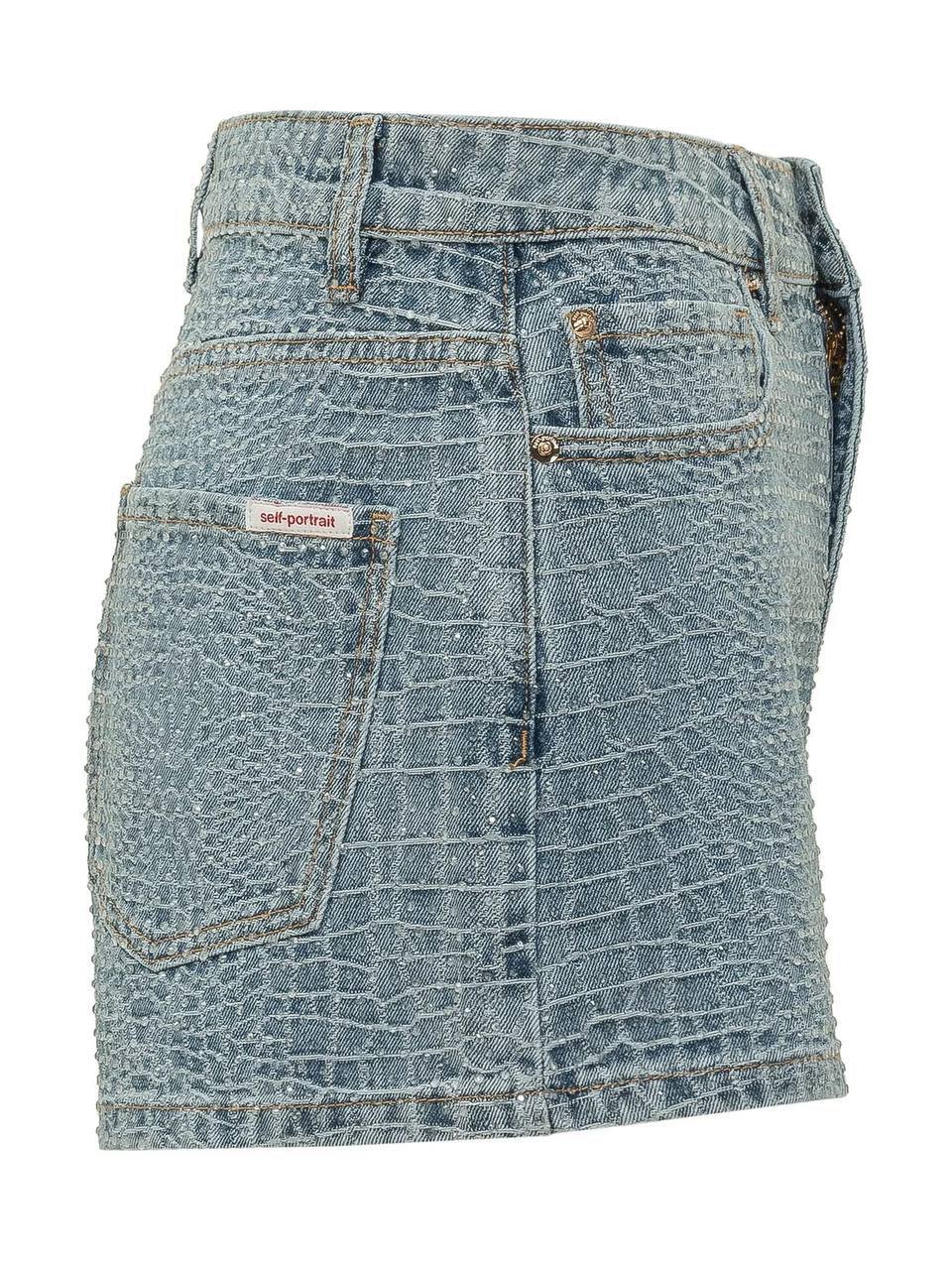 SP Croc-Embossed Denim Shorts