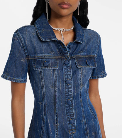 SP Rhinestone Stripe Denim Mini Dress