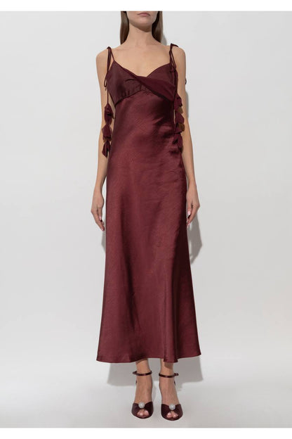 SP Satin Floral Appliqué Maxi Dress
