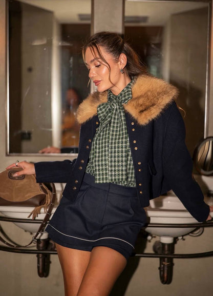 Short Double-Faced Wool Coat
