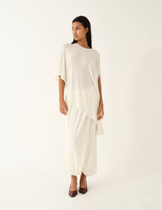 Breanna Asymmetric Cape Top | Knot Maxi Skirt | Lyocell-wool blend Set