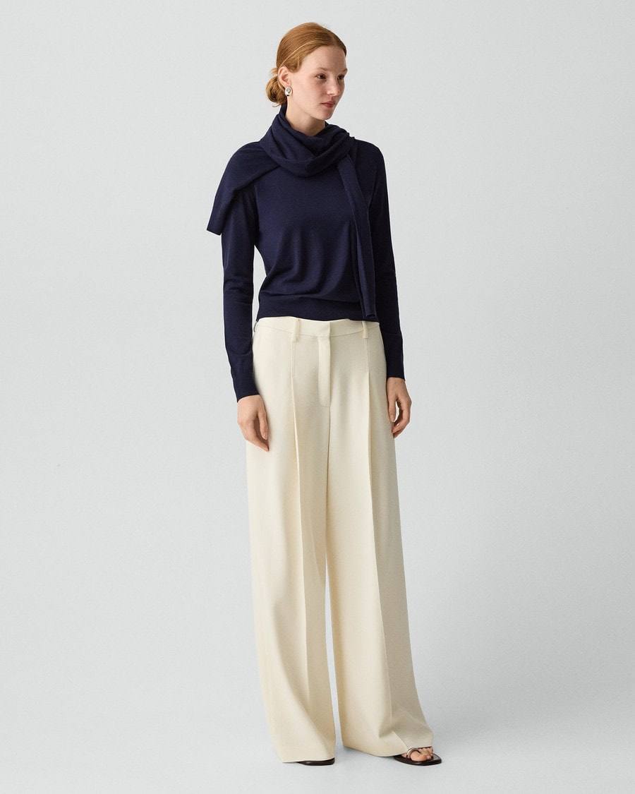 TH Fitted Blazer | Pleated Wide-Leg Pant 30" in Admiral Crepe