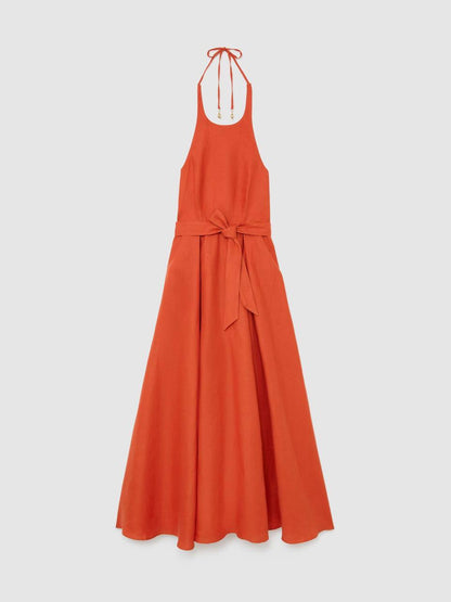RS Paules Linen Open-Back Maxi Dress