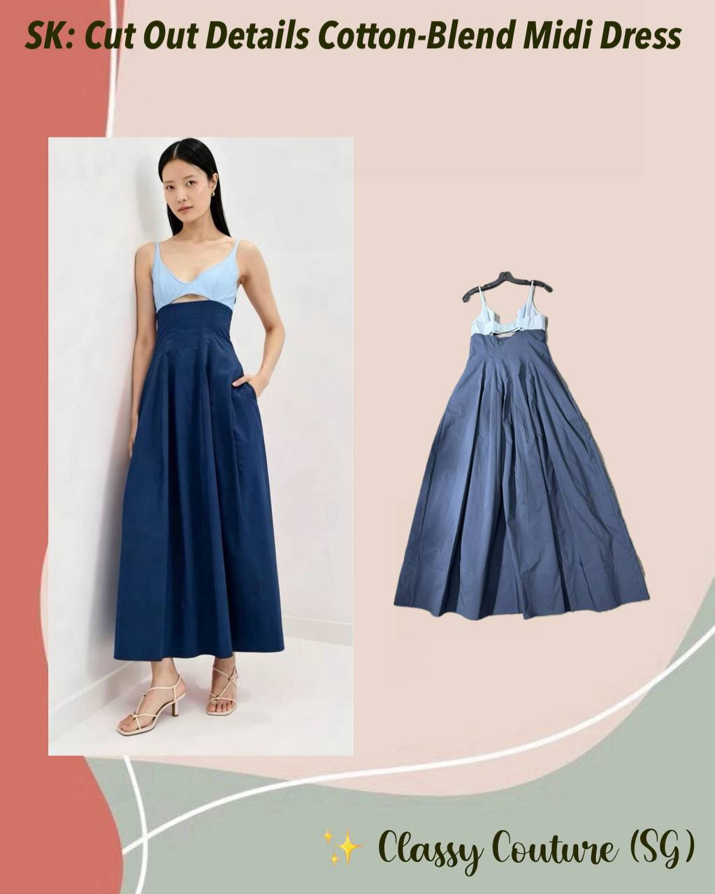 SK Cut Out Details Cotton-Blend Midi Dress