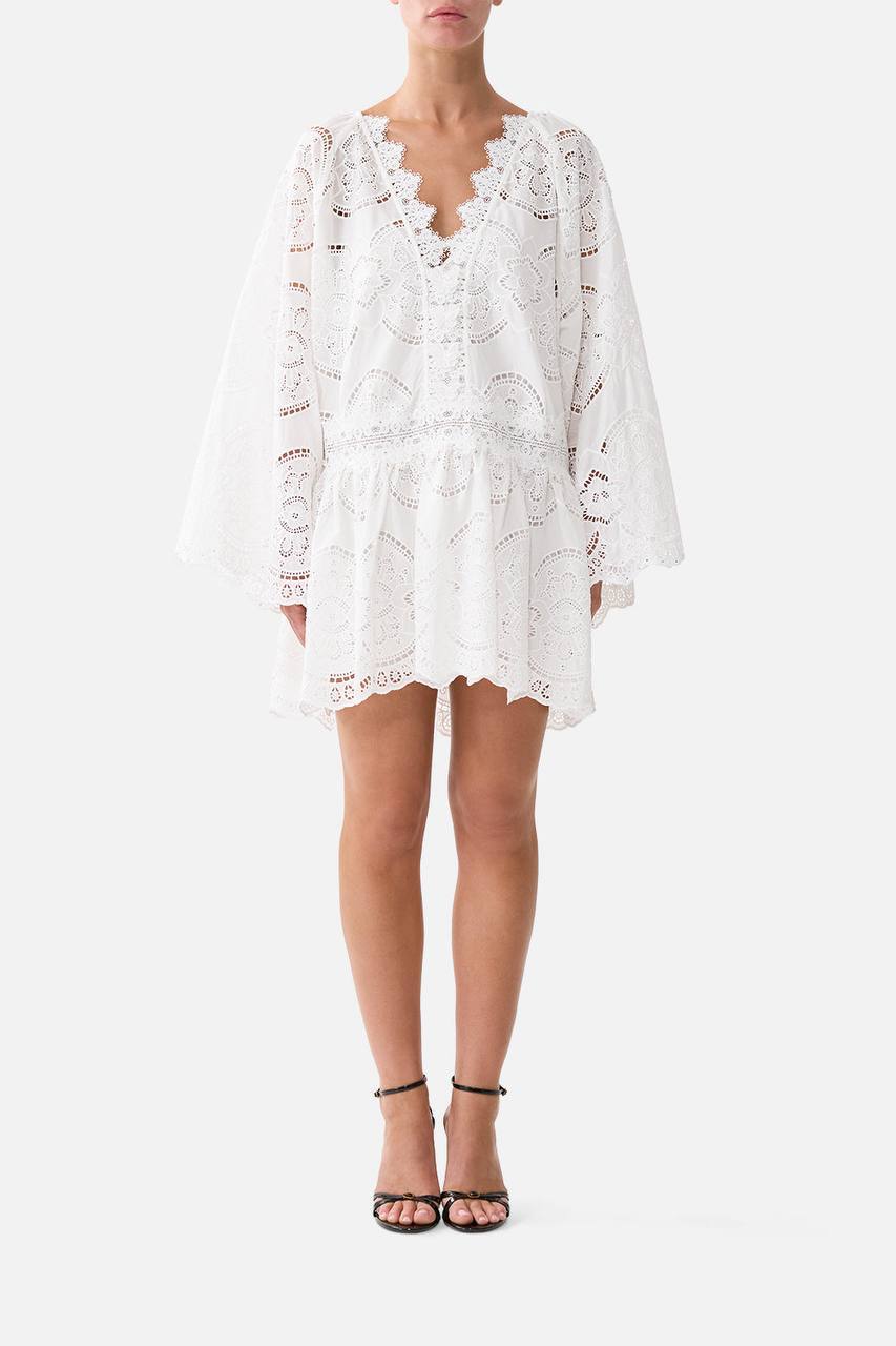 CM A Tiled Wonderland V Neck Relaxed Short Dress