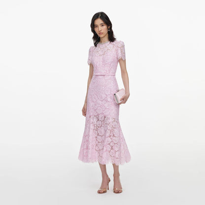 SP Pink Sequin Lace Midi Dress