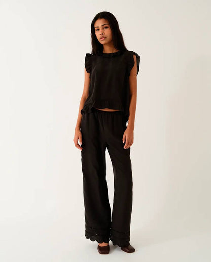 Darling Ruffle Flutter-sleeve Tie Back Top