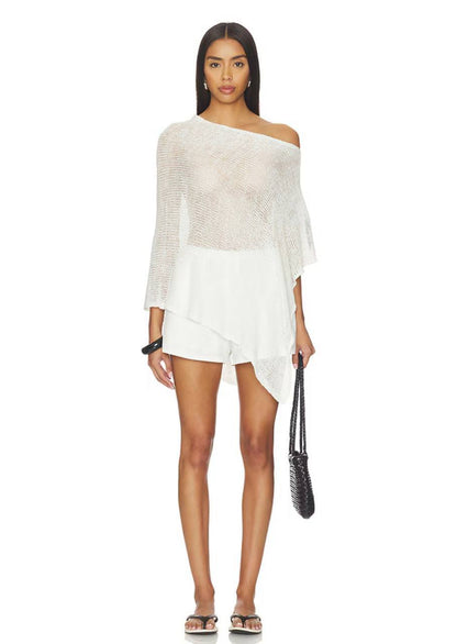EC: Linen Open Knit Poncho