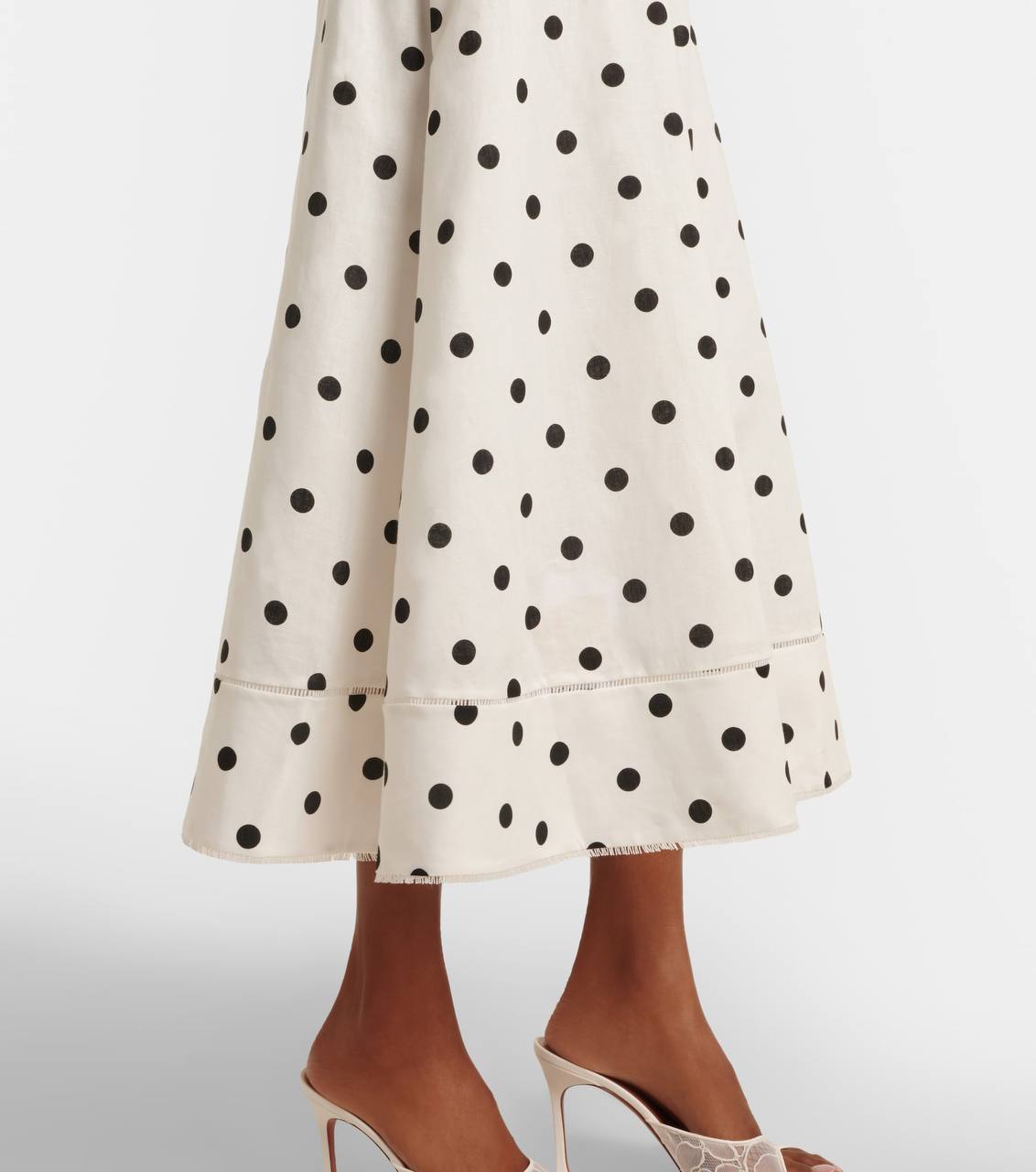 SP Linen-Cotton Polka Dot Midi Dress