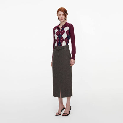 Burgundy Lightweight Argyle Jumper - Image 3