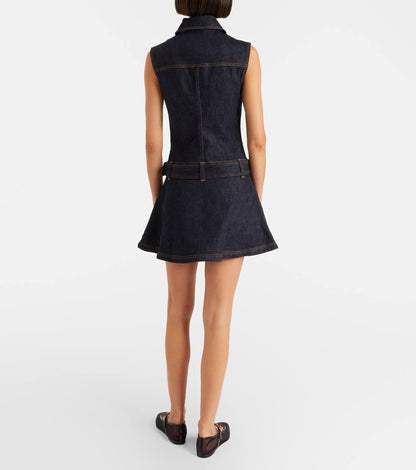SP Indigo Denim Flared Mini Dress