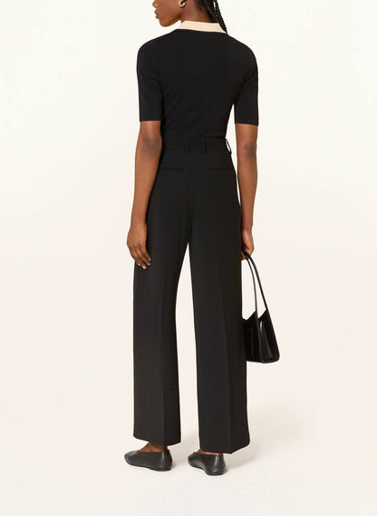 RS Stella Contrast-Collar Half-Zip Knitted Top