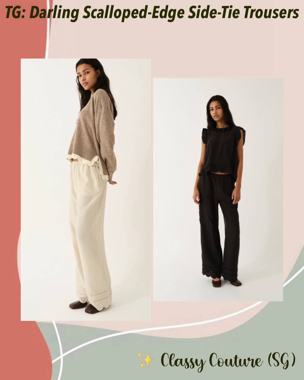 TG Darling Scalloped-Edge Side-Tie Trousers