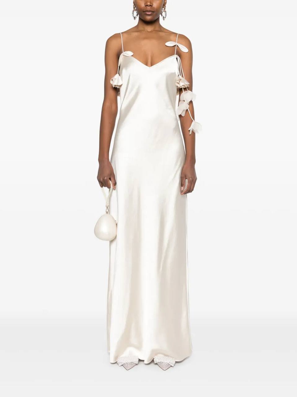 SP Satin Floral Appliqué Maxi Dress
