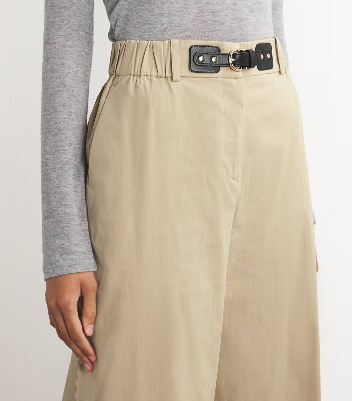 MJ: Cotton Gabardine Wide-Leg Trousers