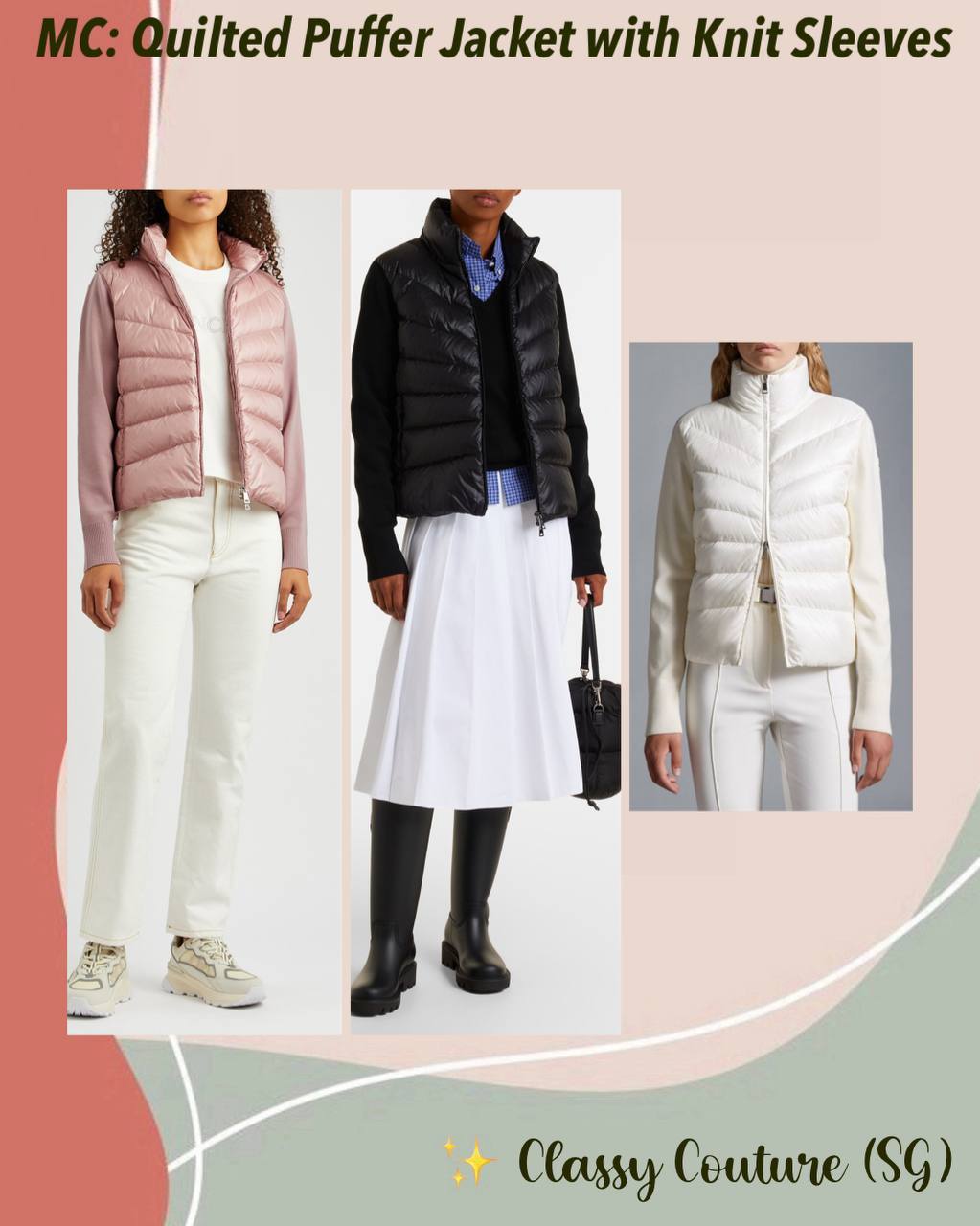 MC Quilted Puffer Jacket with Knit Sleeves