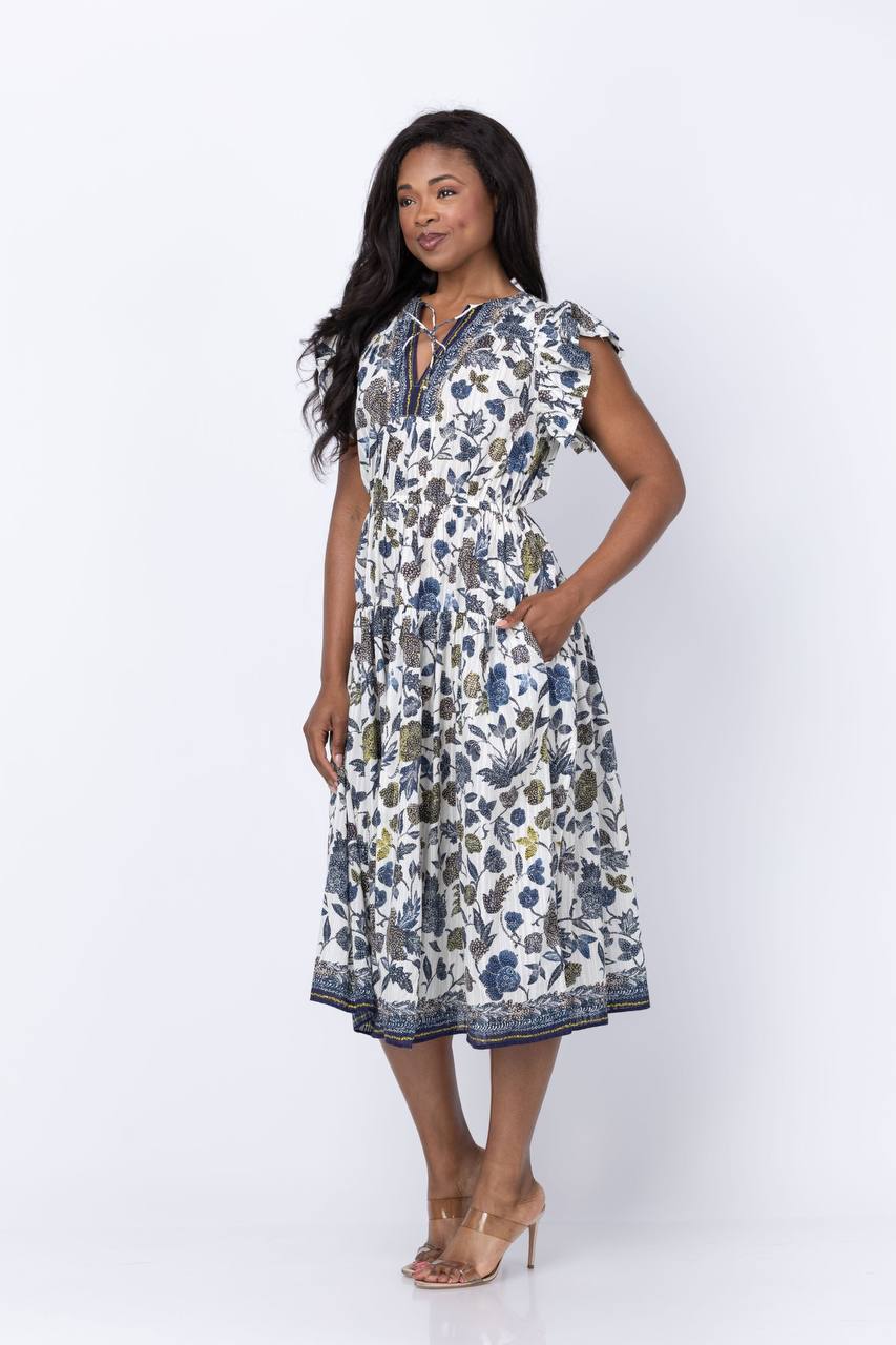 UJ Kairi Flutter Sleeve Midi Dress