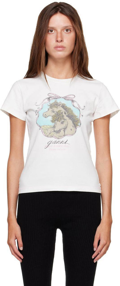 GN: White Qixi Basic Cotton Jersey Baby Fit T-Shirt