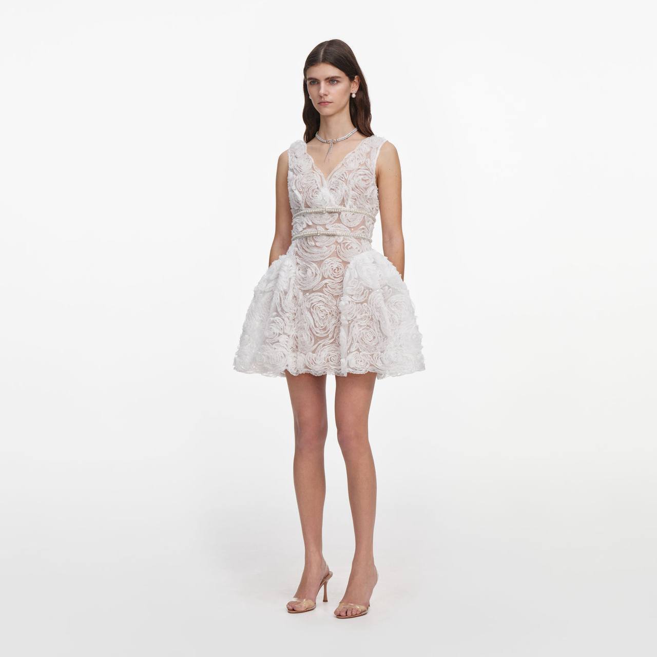 SP White Tulle Lace Mini Dress
