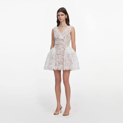 SP White Tulle Lace Mini Dress
