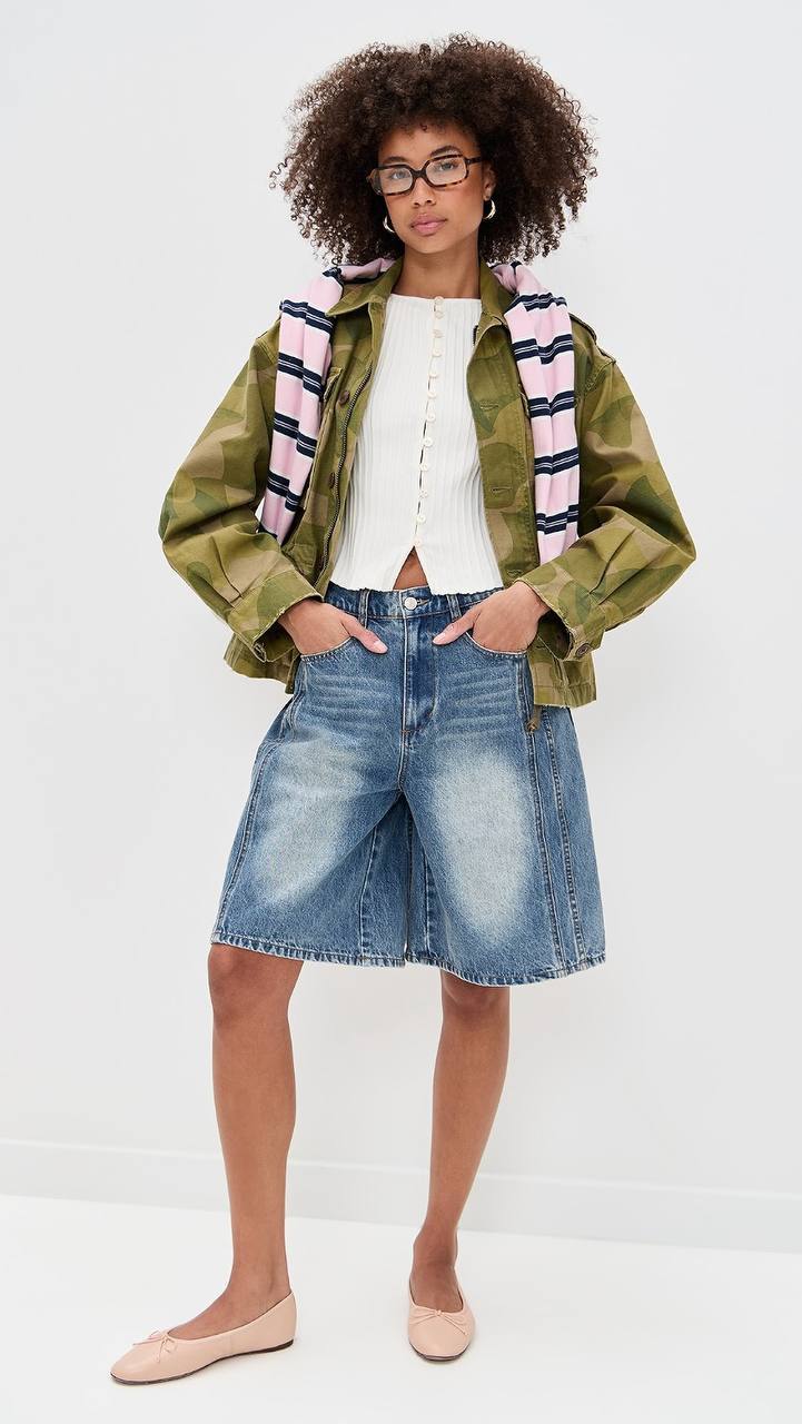 SE Spencer Mended Denim Bermuda Shorts