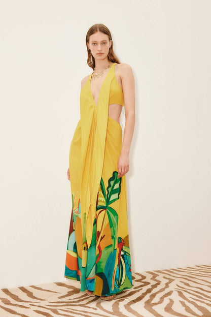 ALM Mokshini Cut-out Silk Maxi Dress