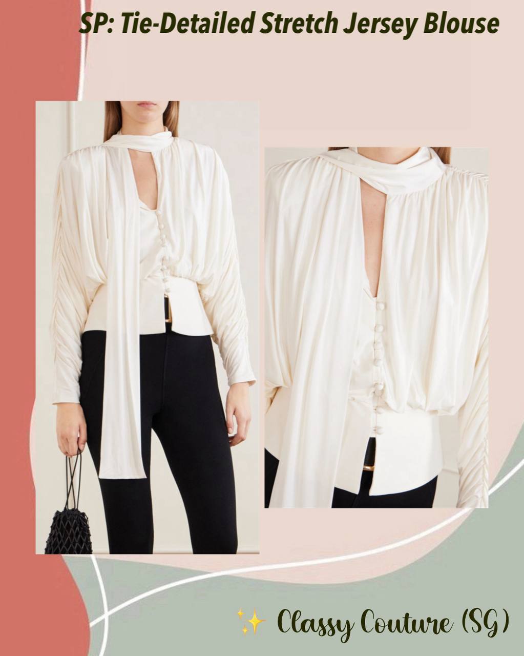 SP Tie-Detailed Stretch Jersey Blouse