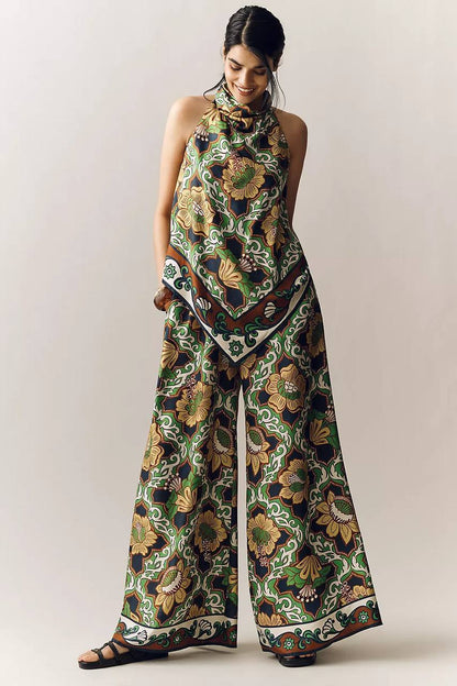 ALM Liana Silk Top Silk Palazzo Pants