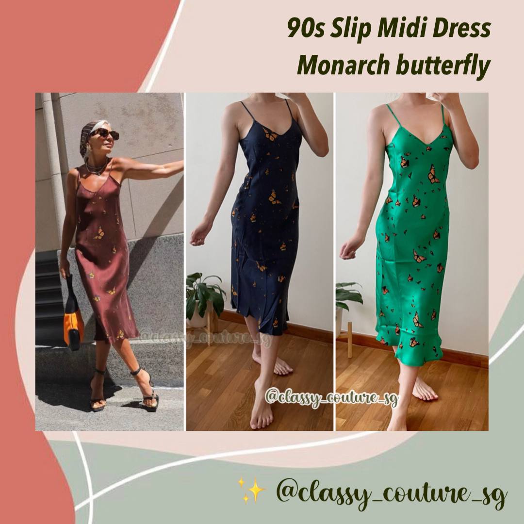 SL 90s Slip Midi Dress: Monarch Butterfly