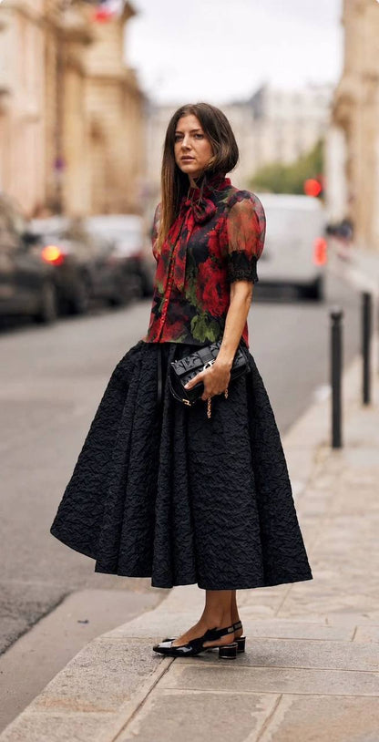 AO Brentley Tie-neck Puff-sleeved Viscose & Silk Top