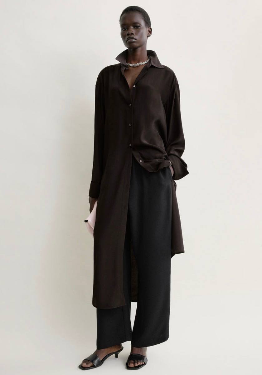 TOT Silk Shirtdress In Brown